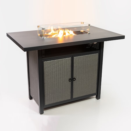 Deko Living 55 Inch Outdoor Rectangular Propane Barstool Firetable 40,000 BTU COB10005